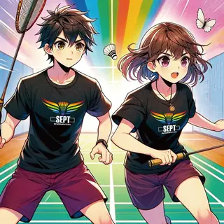 バドミントンのキャラクターイラスト